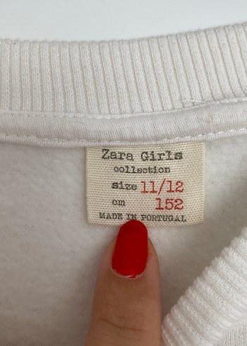 11-12 Yaş Beden Nakışlı Beyaz Kız çocuk Sweatshirt