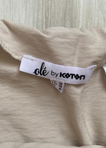 Koton Bej Keten Midi Drapeli Kadın Etek