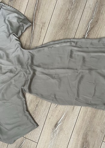 nakd gri saten elbise - Görsel 5