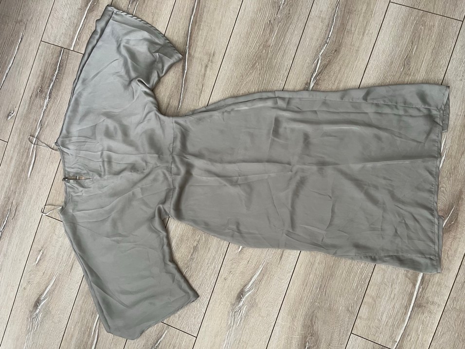 nakd gri saten elbise - Görsel 5