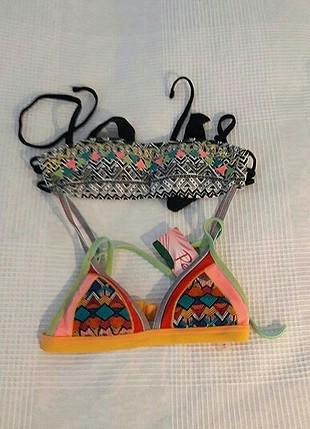 34 Beden çeşitli Renk Penti iki adet bikini üst