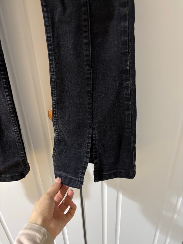 Kadın Siyah Bağcıklı Midi Kot Pantolon - Görsel 2