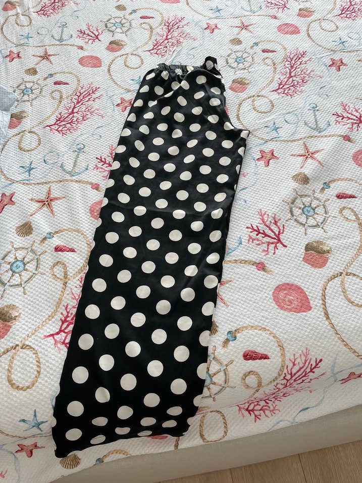 Puantiyeli saten pijama - Görsel 4