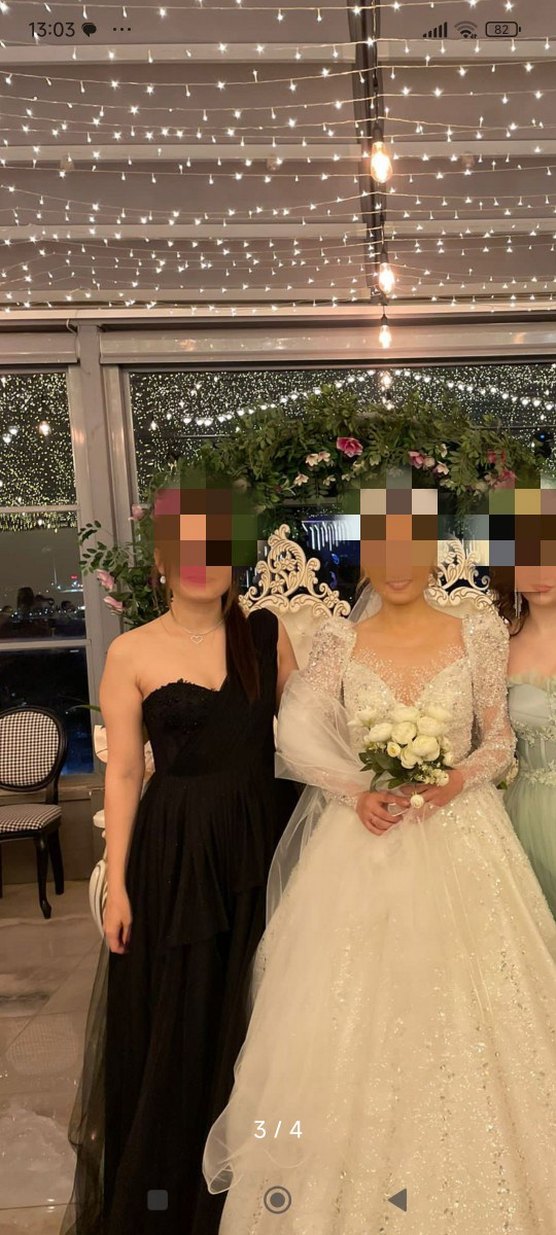 Lenta Moda Drapeli Simli Siyah Uzun Abiye - Görsel 4