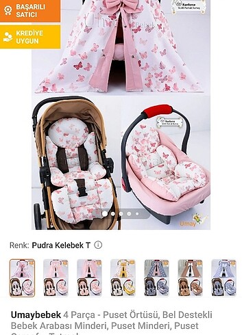 Puset minderi örtüsü ve bebek arabası minderi 