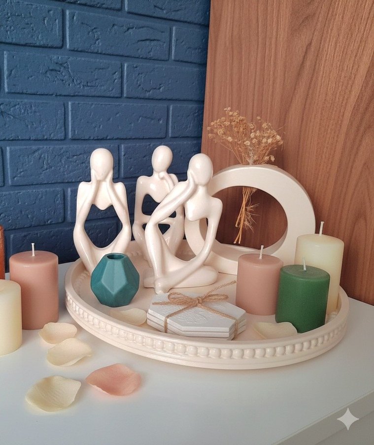 Beyaz Minimalist Figürin Dekor - Görsel 3