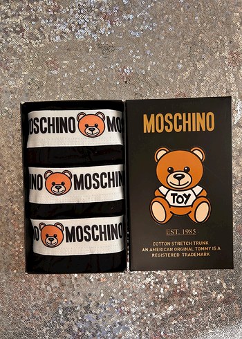 xl Beden Moschino Erkek Kahverengi Baskılı Boxer