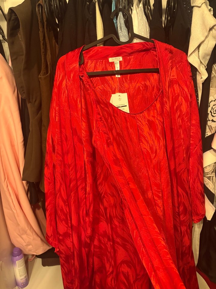 Kadın Kırmızı Bohem Uzun Kollu Uzun Elbise - Görsel 2