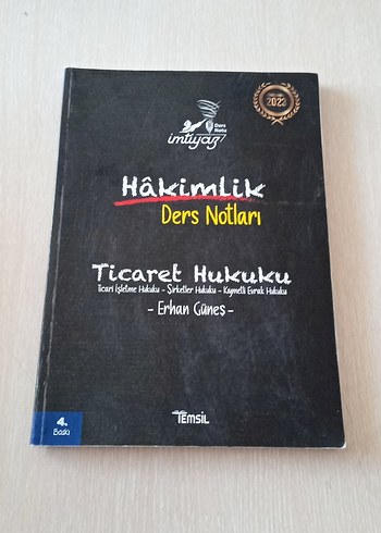 Ticaret Hukuku İmtiyaz Hakimlik Ders Notları Kitabı -2023