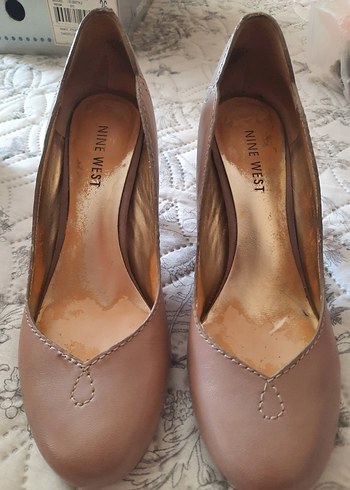 Nine West Bej Deri Dolgu Topuk Kadın Gunluk Abiye Ayakkabı
