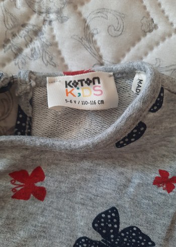 Koton Koton kız Çocuk Gri Kelebekli Uzun Kollu Elbise