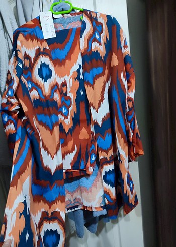Kadın Renkli Tie-Dye Kısa Kimono