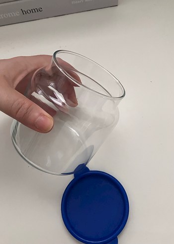 Beden mavi Renk Mavi Kapaklı Cam Saklama Kabı