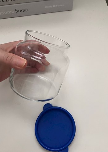 Beden Mavi Kapaklı Cam Saklama Kabı