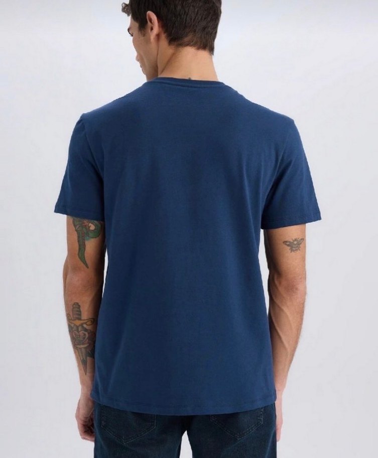 Defacto Lacivert Erkek Kısa Kollu Denim Tişört - Görsel 2
