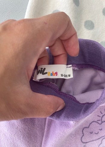 Kız Çocuk Mor ve Beyaz Desenli Sweatpant - Görsel 2