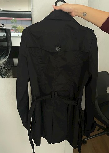 Siyah Kadın Midi Trençkot - Görsel 3