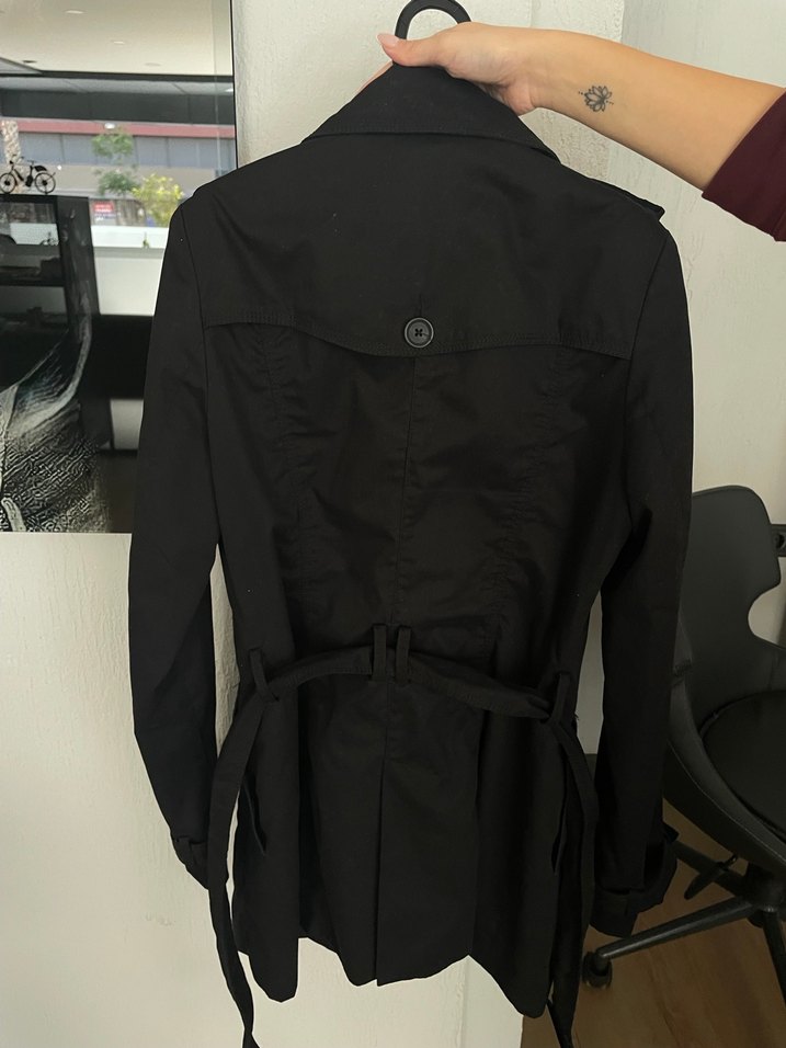 Siyah Kadın Midi Trençkot - Görsel 3