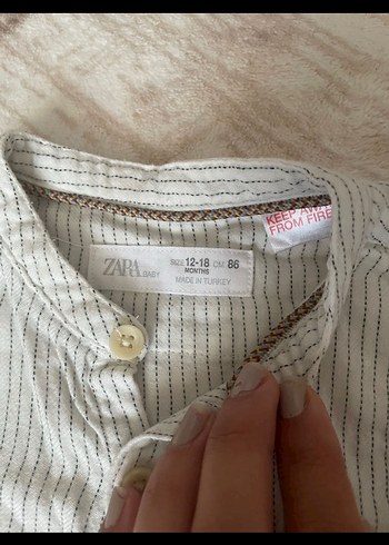 Zara Gri Çizgili Erkek Çocuk Keten Gömlek - Görsel 2