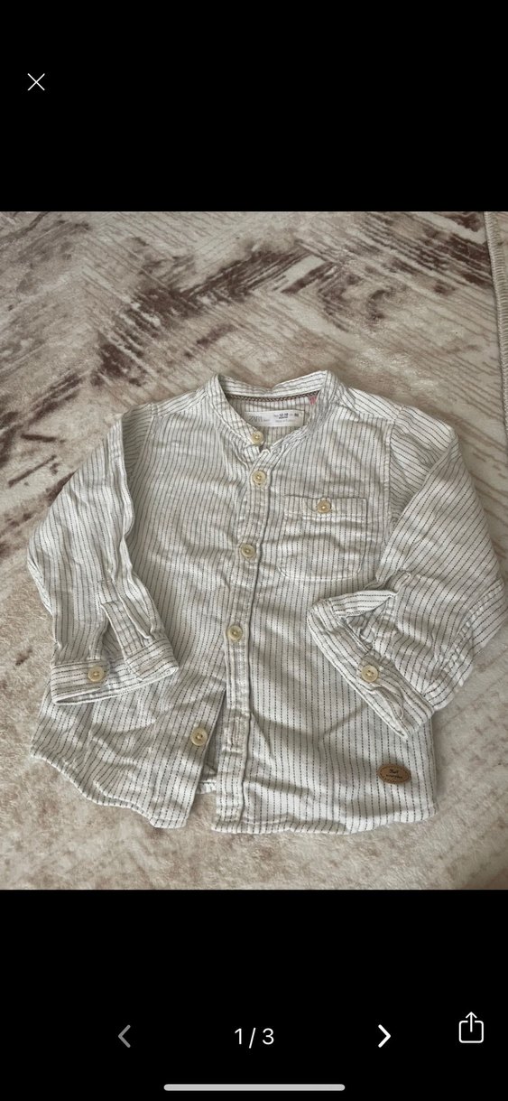 Zara Gri Çizgili Erkek Çocuk Keten Gömlek - Görsel 3