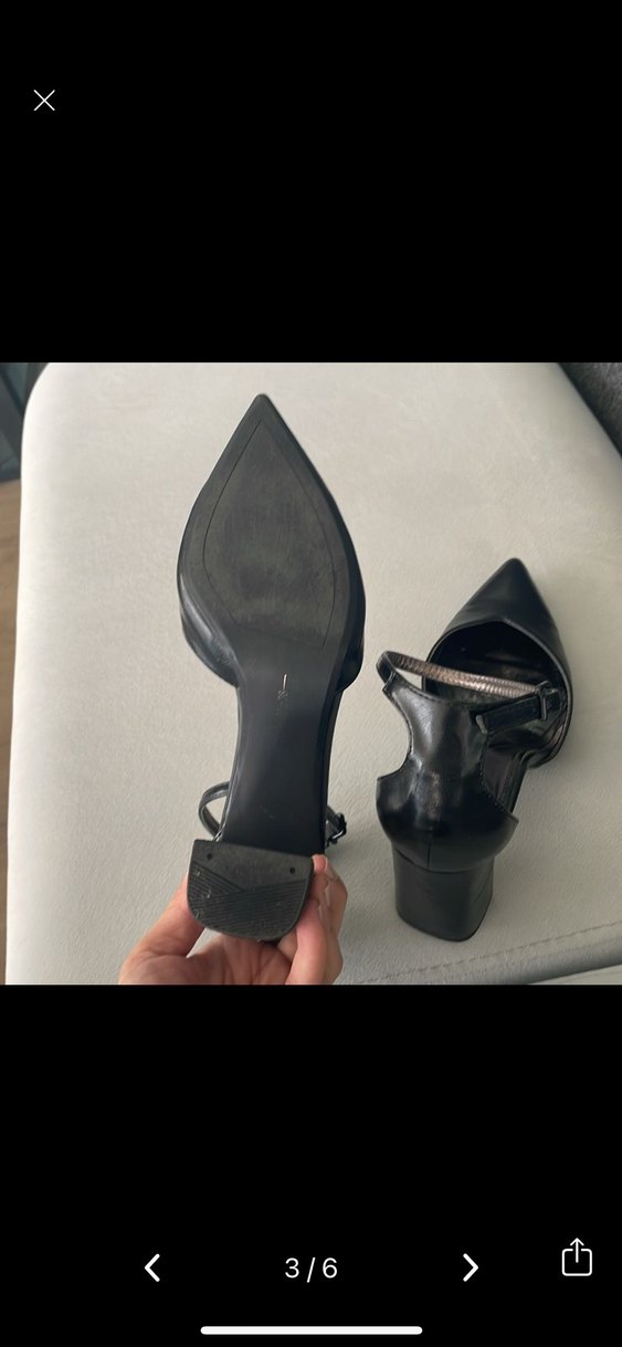 Siyah Deri Tokalı İnce Topuklu Kadın Ayakkabı - Görsel 3