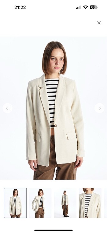 Krem Keten Blazer ceket