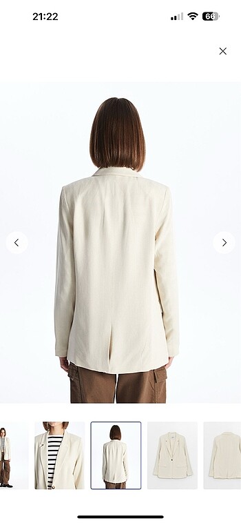 LC Waikiki Krem Keten Blazer ceket