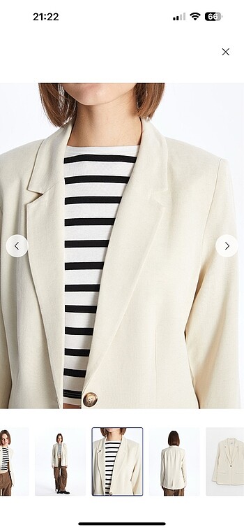 s Beden Krem Keten Blazer ceket