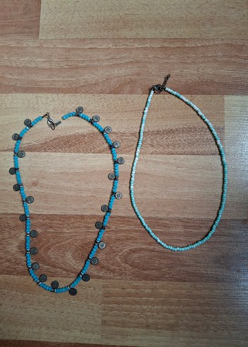 Uzun Turkuaz Boncuklu Bohem Kolye - Görsel 3