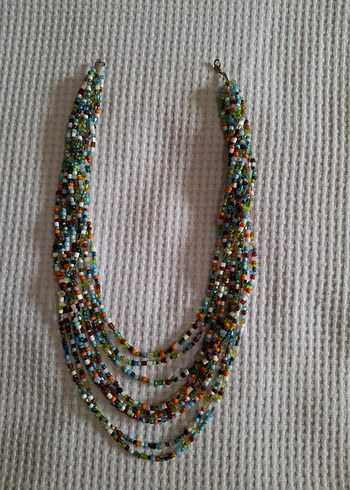 Renkli Boncuklu Uzun Bohem Kolye - Görsel 3