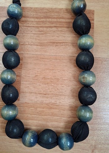 Uzun Siyah Bohem Boncuklu Kolye - Görsel 2