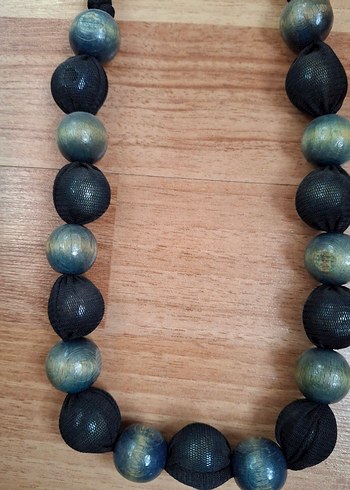 Uzun Siyah Bohem Boncuklu Kolye - Görsel 3