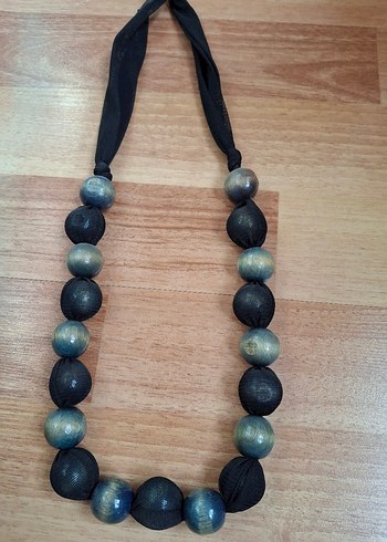 Uzun Siyah Bohem Boncuklu Kolye - Görsel 4