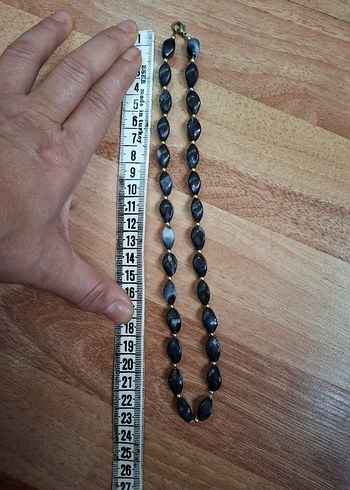 Uzun Siyah Bohem Boncuklu Kolye - Görsel 6