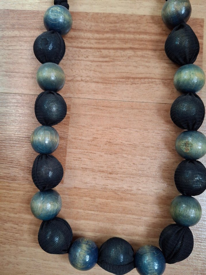 Uzun Siyah Bohem Boncuklu Kolye - Görsel 3