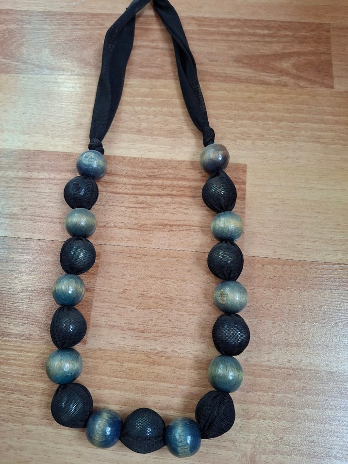 Uzun Siyah Bohem Boncuklu Kolye - Görsel 4