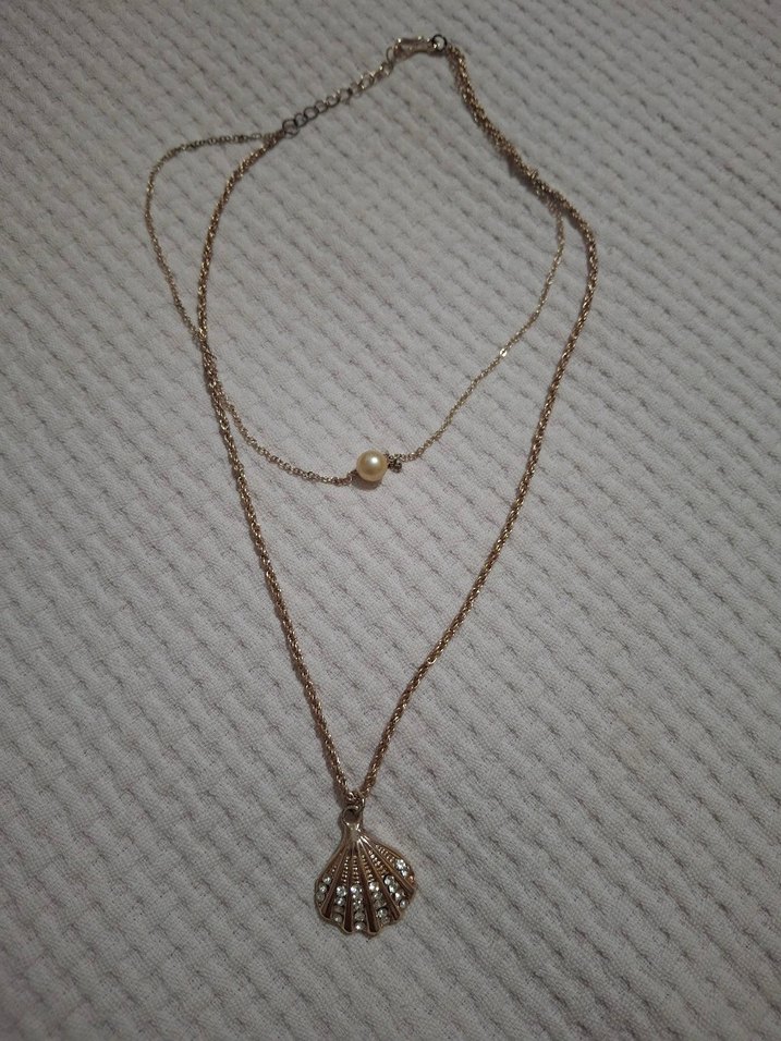 Uzun Zincirli rose  Renk Deniz Kabuğu Kolye - Görsel 3