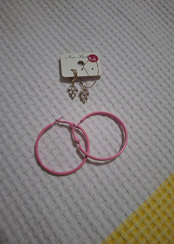 Pembe Elastik Mini Kadın Küpeler - Görsel 6