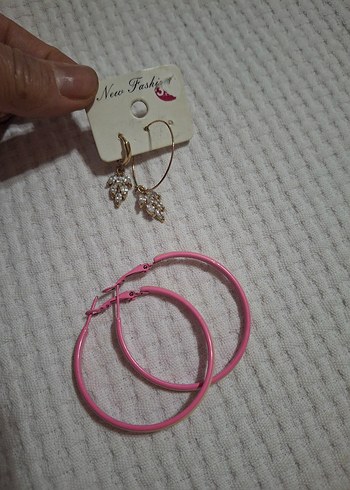 Pembe Elastik Mini Kadın Küpeler - Görsel 7