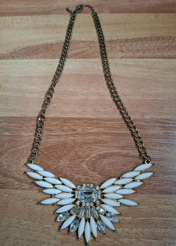 Beyaz Baskılı Bohem Zincir Kolye - Görsel 3