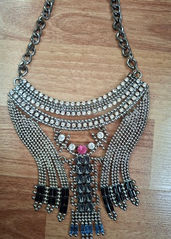 Uzun Parlak Boncuklu Bohem Kolye - Görsel 5