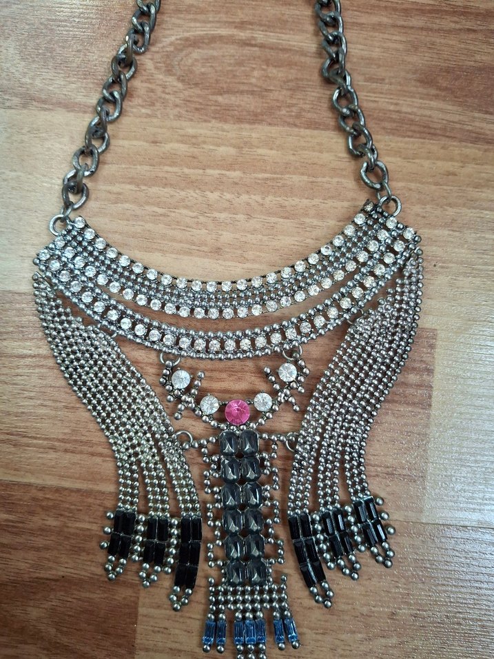 Uzun Parlak Boncuklu Bohem Kolye - Görsel 5