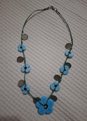 Uzun Boncuklu Turkuaz Bohem Kadın Kolye - Görsel 3