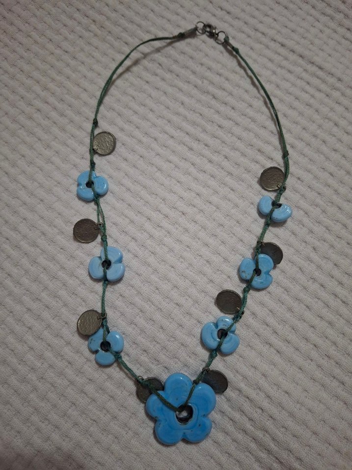 Uzun Boncuklu Turkuaz Bohem Kadın Kolye - Görsel 3