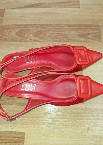 38 Beden kırmızı Renk nar çiçeği rengi Tokalı Stiletto Kadın Ayakkabı