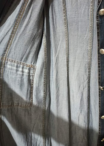 Kadın Lacivert Uzun Kot Pardesü - Görsel 4