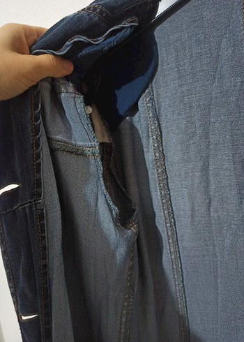 Kadın Lacivert Uzun Kot Pardesü - Görsel 6