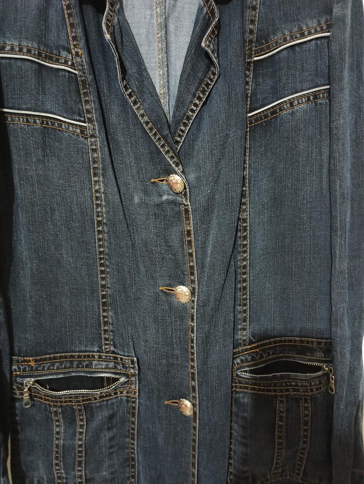 Kadın Lacivert Uzun Kot Pardesü - Görsel 2