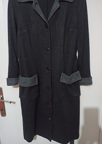 Kadın Gri Uzun Düğmeli Kaban - Görsel 2