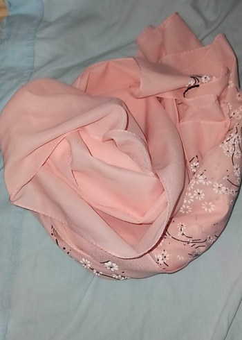 Toz pembe şifon şal - Görsel 2